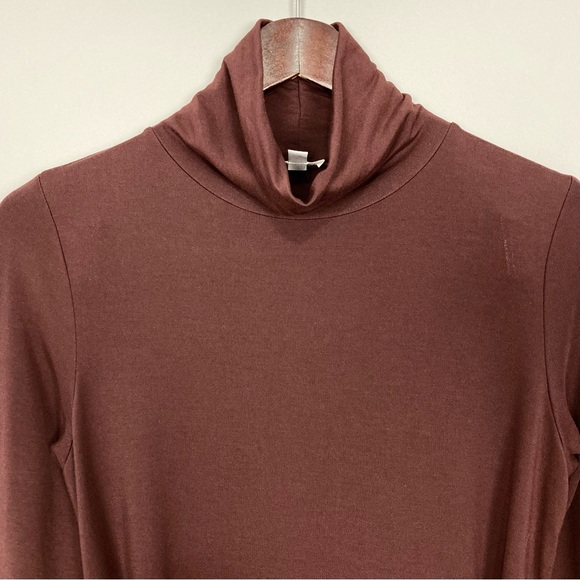 Garnet Hill Turtleneck Midi Dress Women’s Size XS Terry Knit Waist Tie Stretch - Picture 4 of 9